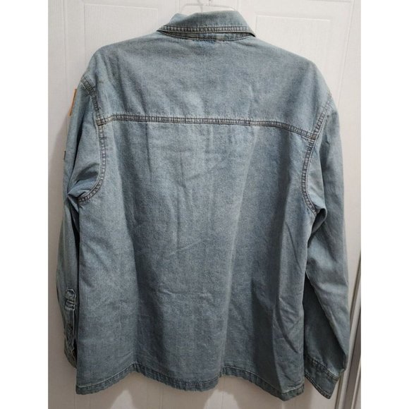 VTG Duke Haband USA Army Jungle Patch Flannel Lined Denim Full Zip Jacket Size M - Picture 13 of 16